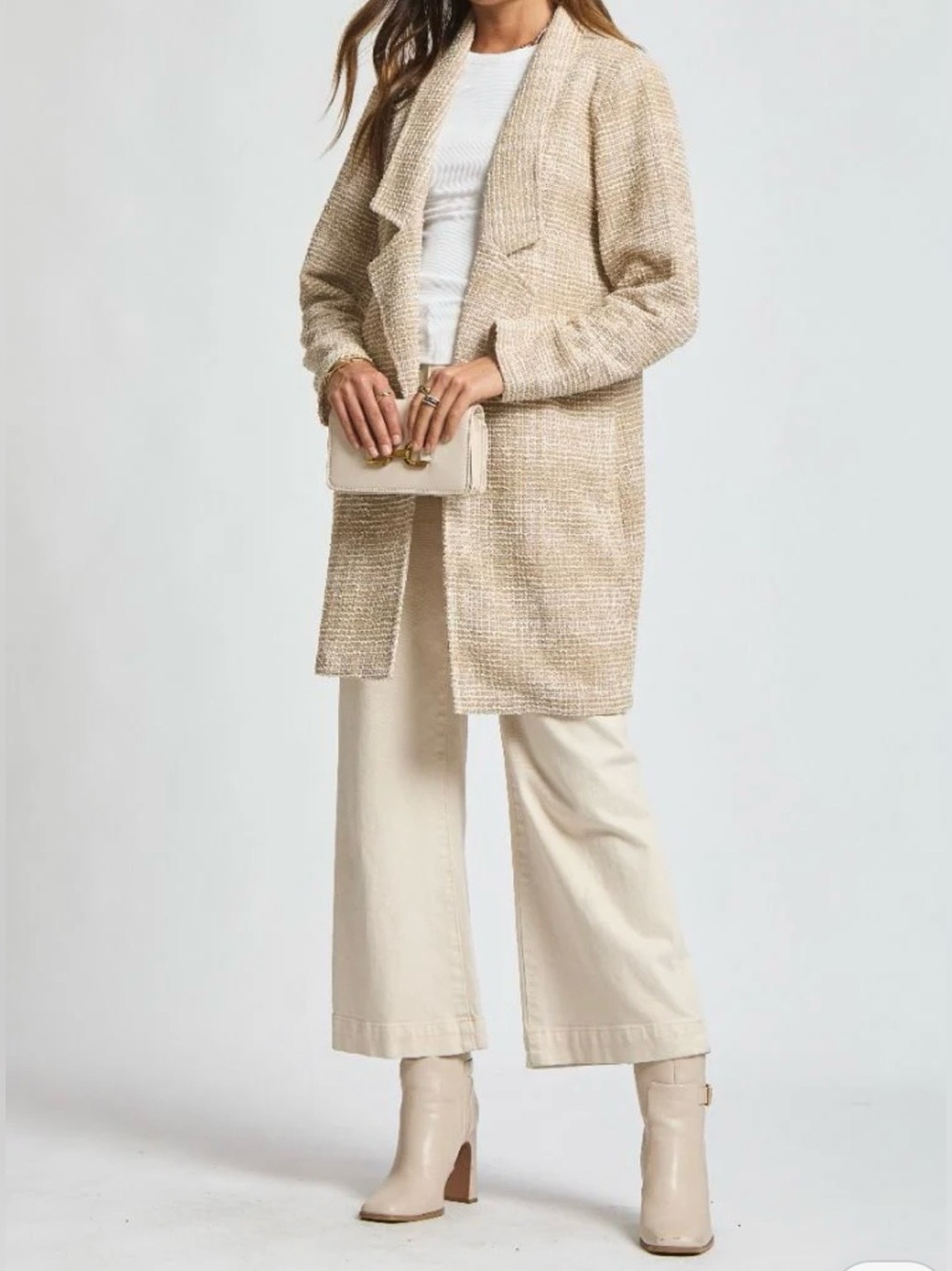 New Dear Scarlett Brixton Midi Jacket in Oatmeal Sz 1X